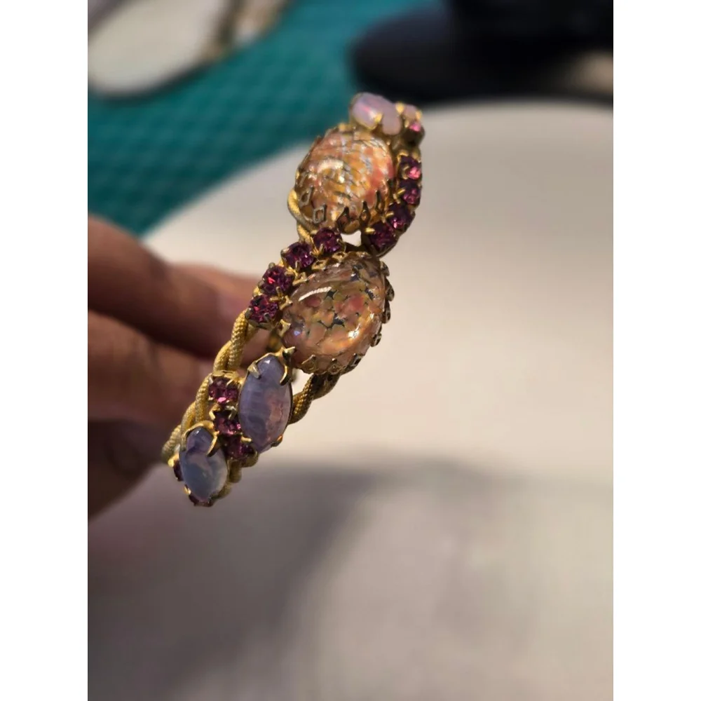 Vintage Women's Unbranded Bracelet, One Size, Gold, Pink and Purple
